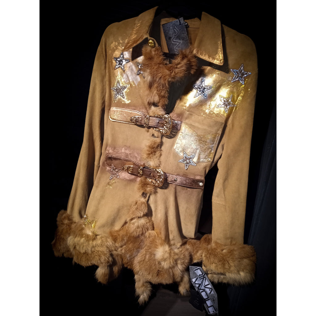 Wildleder Winterkleid mit Fuchspelz Upcycling